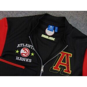 Atlanta Hawks Jacket Mens Med Black Red Club Membership Coat